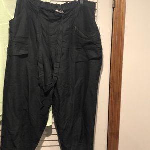 Army green linen blend cargo pant